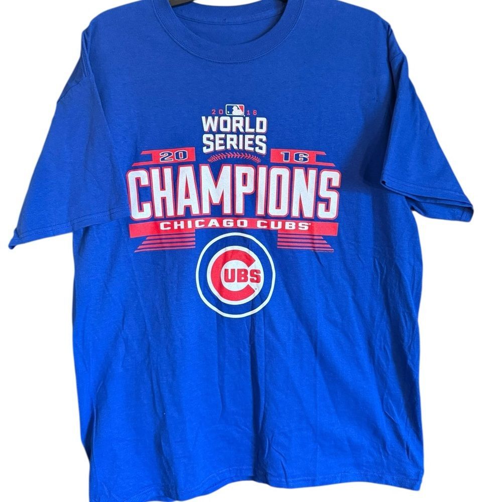 Chicago Cubs 2016 World Series Champions 100% Cotton Blue T-Shirt Size Large